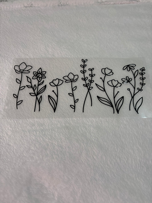 Black Lined Flowers