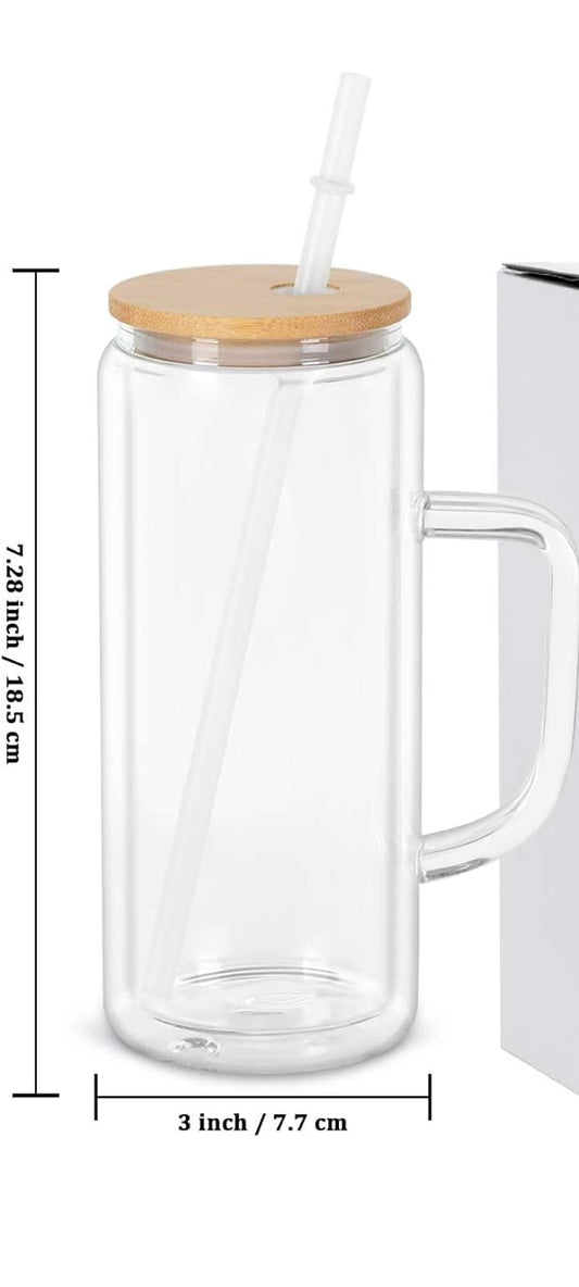 20 oz Glass Snowglobe Cup With Handle