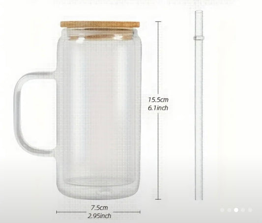 16oz GLASS Snowglobe w/ Handle